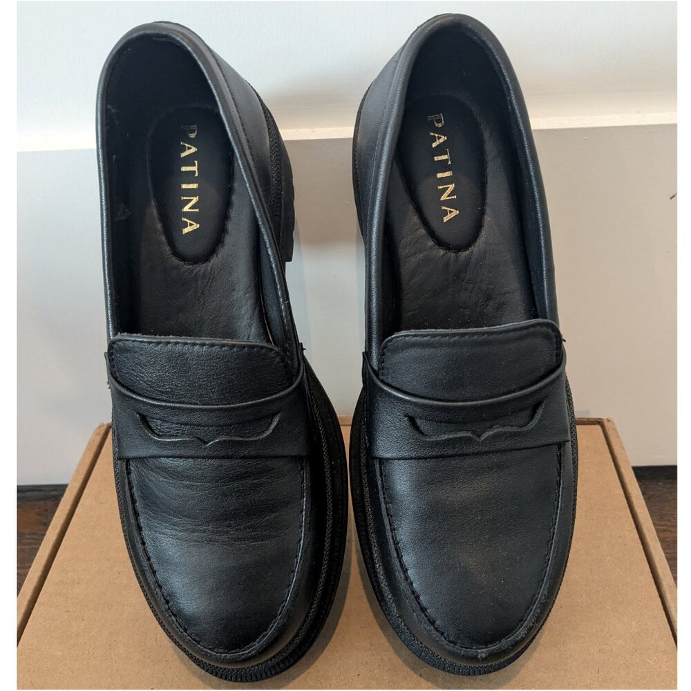 Patina black leather chunky loafers 7.5